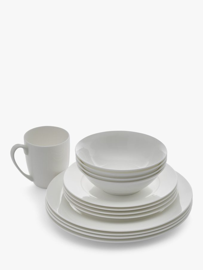 Royal Worcester Serendipity Bone China Dinnerware Set, 16 Piece, White